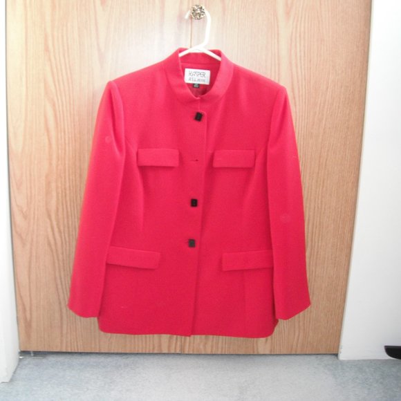 Kasper ASL Women's RED Blazer Jacket Polyester Size 12 Petite Longs Sleeve - Picture 4 of 14